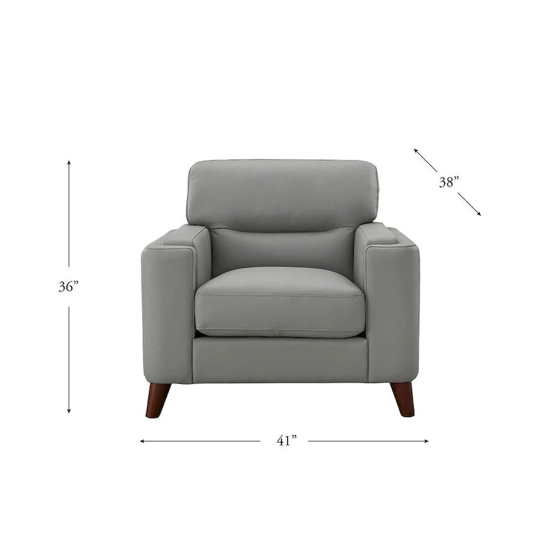 Fauteuil en cuir pleine fleur Hydeline Elm avec plumes, mousse à mémoire de forme et ressorts
