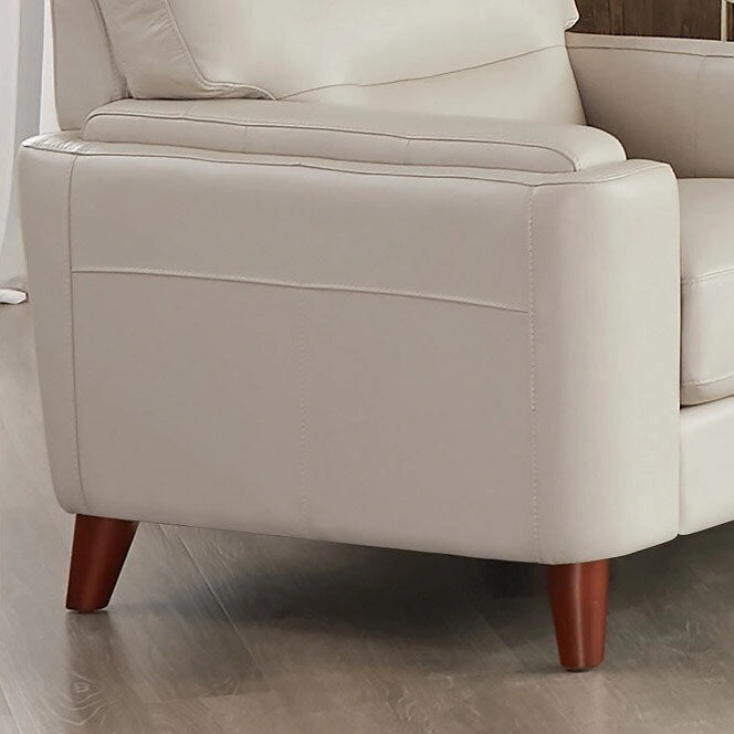 Fauteuil en cuir pleine fleur Hydeline Elm avec plumes, mousse à mémoire de forme et ressorts