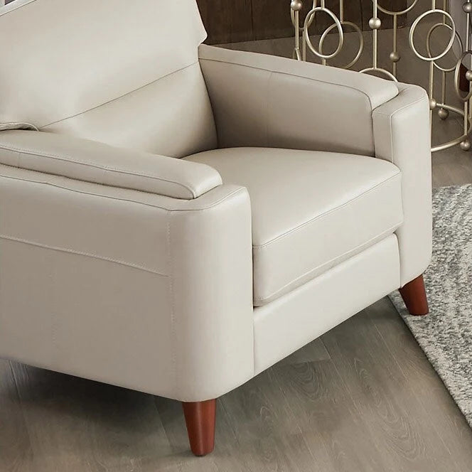 Fauteuil en cuir pleine fleur Hydeline Elm avec plumes, mousse à mémoire de forme et ressorts