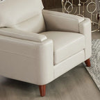 Fauteuil en cuir pleine fleur Hydeline Elm avec plumes, mousse à mémoire de forme et ressorts