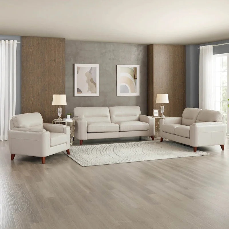 Fauteuil en cuir pleine fleur Hydeline Elm avec plumes, mousse à mémoire de forme et ressorts