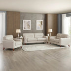 Fauteuil en cuir pleine fleur Hydeline Elm avec plumes, mousse à mémoire de forme et ressorts