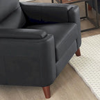 Fauteuil en cuir pleine fleur Hydeline Elm avec plumes, mousse à mémoire de forme et ressorts
