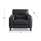 Fauteuil en cuir pleine fleur Hydeline Elm avec plumes, mousse à mémoire de forme et ressorts