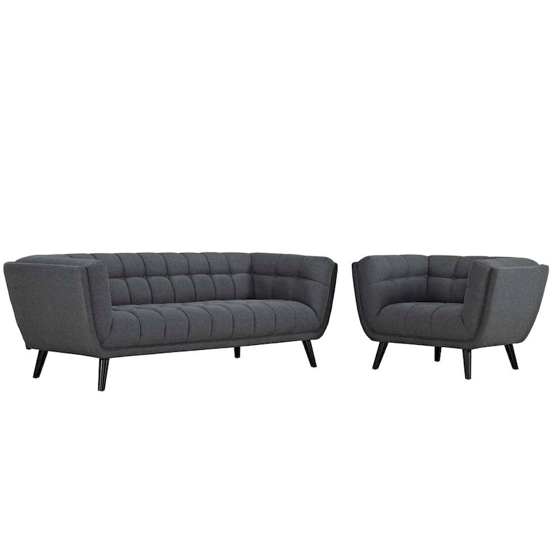 Ensemble canapé et fauteuil rembourrés en tissu 2 pièces