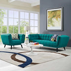 Ensemble canapé et fauteuil rembourrés en tissu 2 pièces