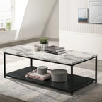 Table basse contemporaine en bois de 47 pouces avec étagère inférieure