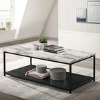 Table basse contemporaine en bois de 47 pouces avec étagère inférieure