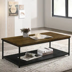 Table basse contemporaine en bois de 47 pouces avec étagère inférieure