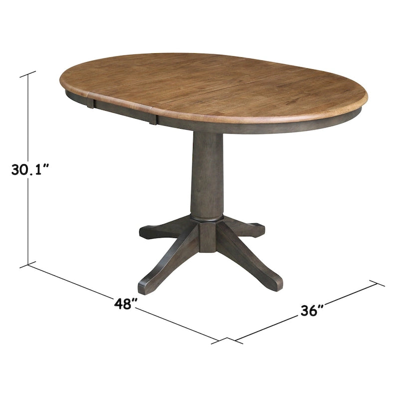 Ensemble table à manger extensible ronde 36" en bois massif avec 2 chaises