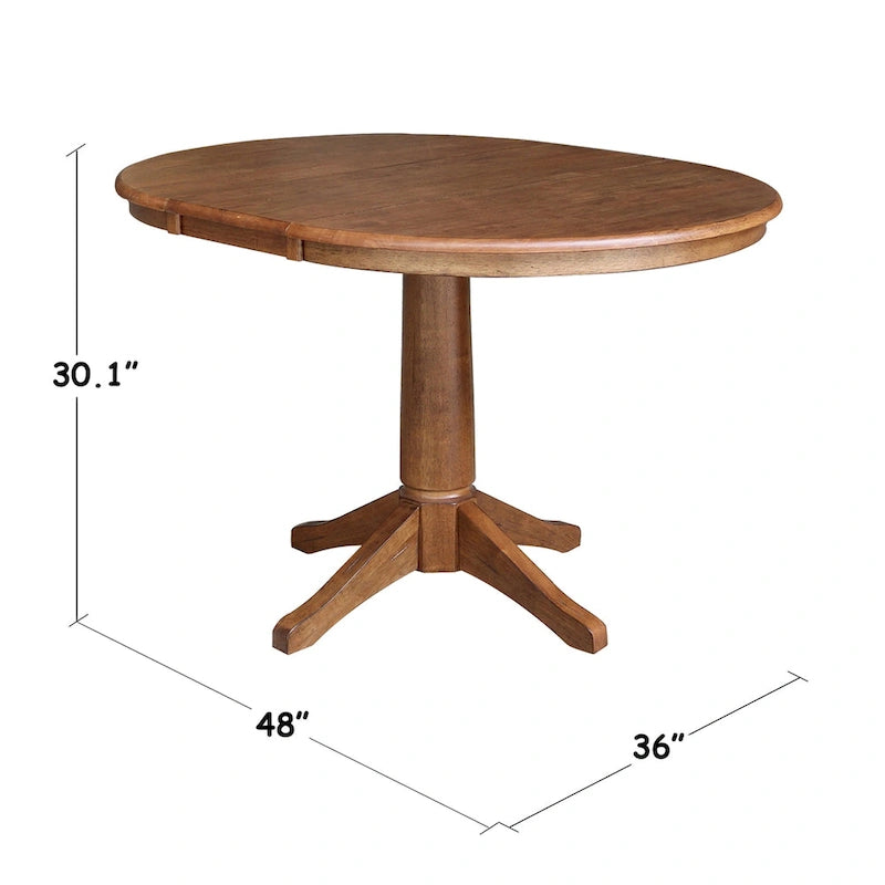 Ensemble table à manger extensible ronde 36" en bois massif avec 2 chaises