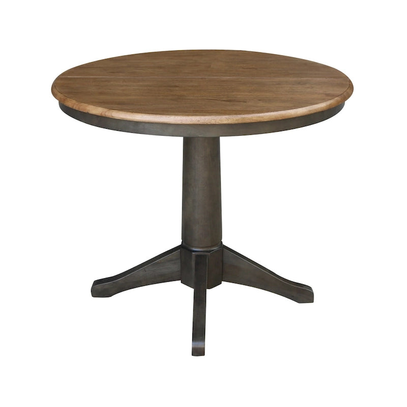 Ensemble table à manger extensible ronde 36" en bois massif avec 2 chaises