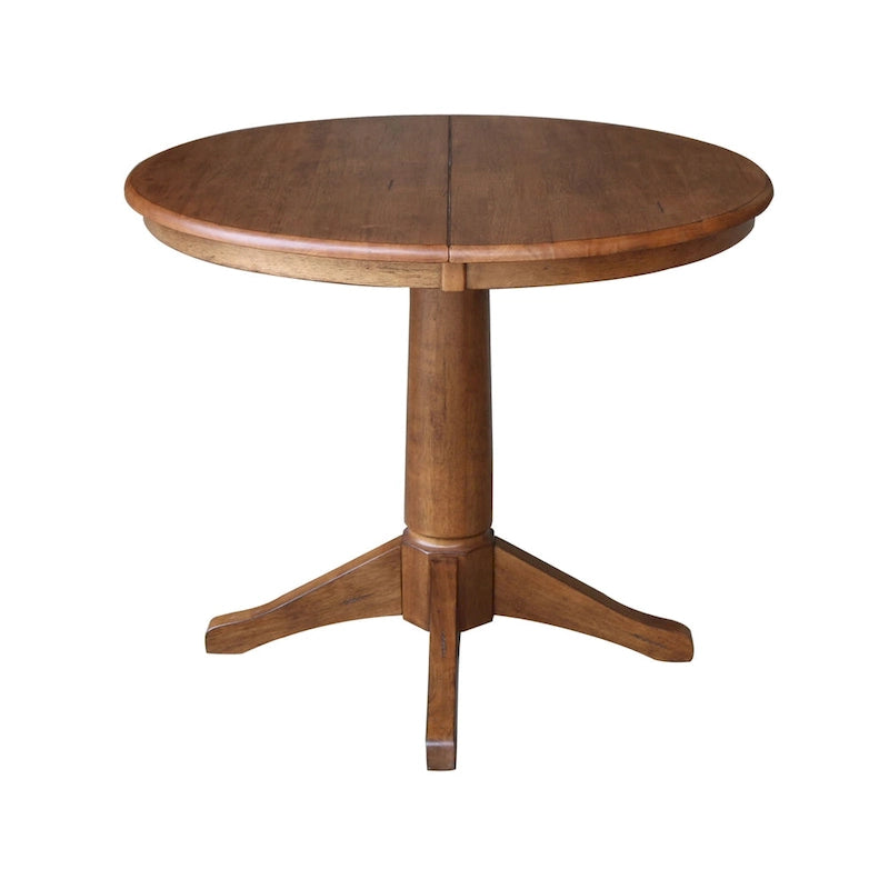 Ensemble table à manger extensible ronde 36" en bois massif avec 2 chaises
