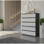 Commode 5 tiroirs en aggloméré stratifié