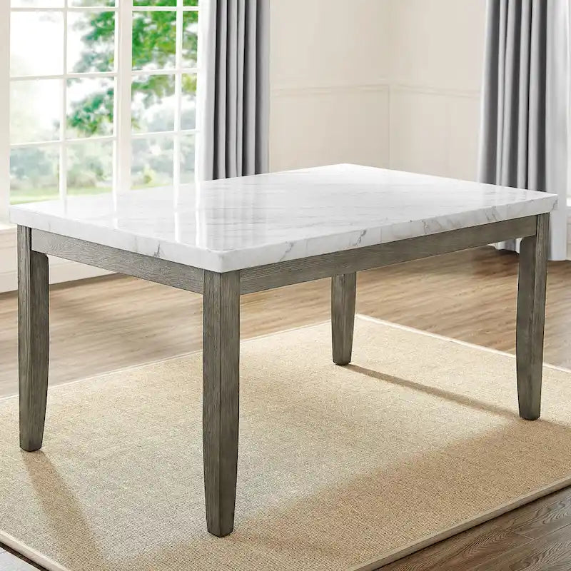 Ensemble de salle à manger 7 pièces avec plateau en placage de marbre et chaises rembourrées