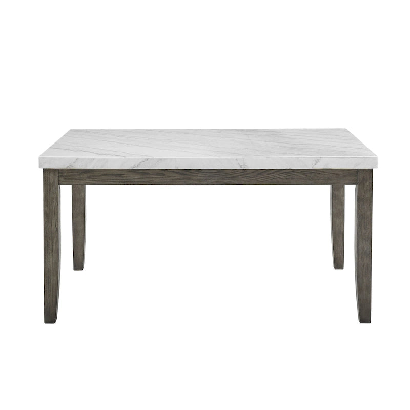 Ensemble de salle à manger 7 pièces avec plateau en placage de marbre et chaises rembourrées