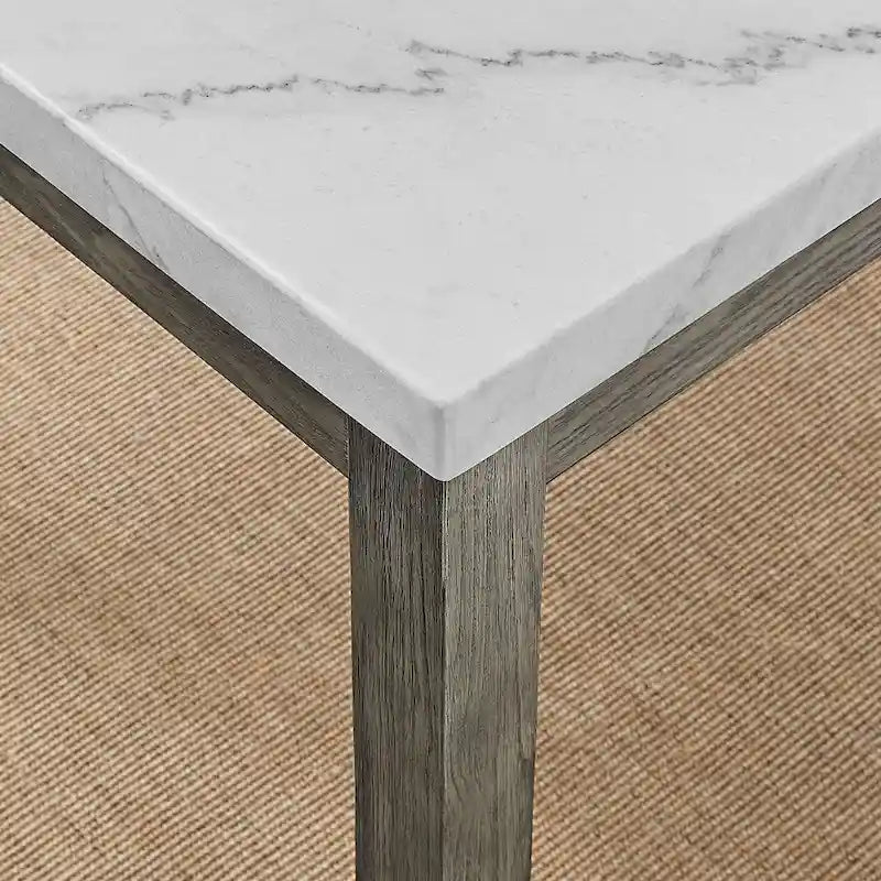 Ensemble de salle à manger 7 pièces avec plateau en placage de marbre et chaises rembourrées