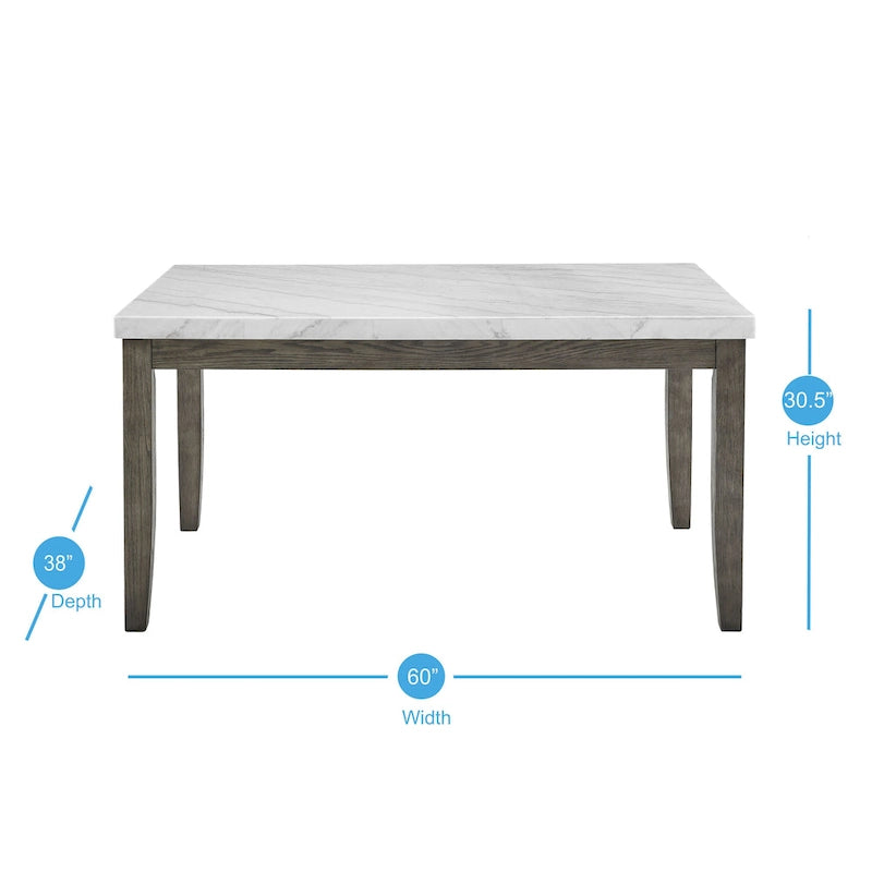 Ensemble de salle à manger 7 pièces avec plateau en placage de marbre et chaises rembourrées
