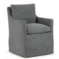 Fauteuil d'appoint en tissu gris avec coussin en plumes et duvet