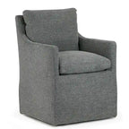 Fauteuil d'appoint en tissu gris avec coussin en plumes et duvet