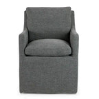 Fauteuil d'appoint en tissu gris avec coussin en plumes et duvet