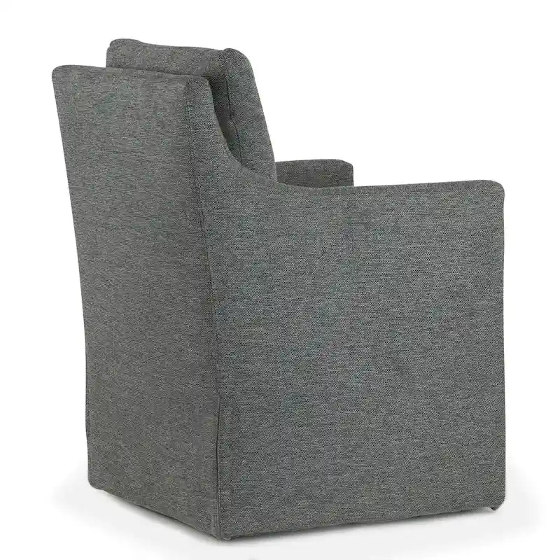Fauteuil d'appoint en tissu gris avec coussin en plumes et duvet