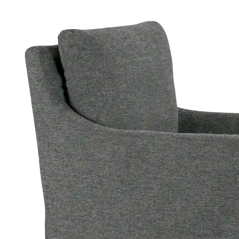 Fauteuil d'appoint en tissu gris avec coussin en plumes et duvet