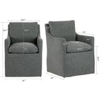 Fauteuil d'appoint en tissu gris avec coussin en plumes et duvet