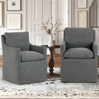 Fauteuil d'appoint en tissu gris avec coussin en plumes et duvet