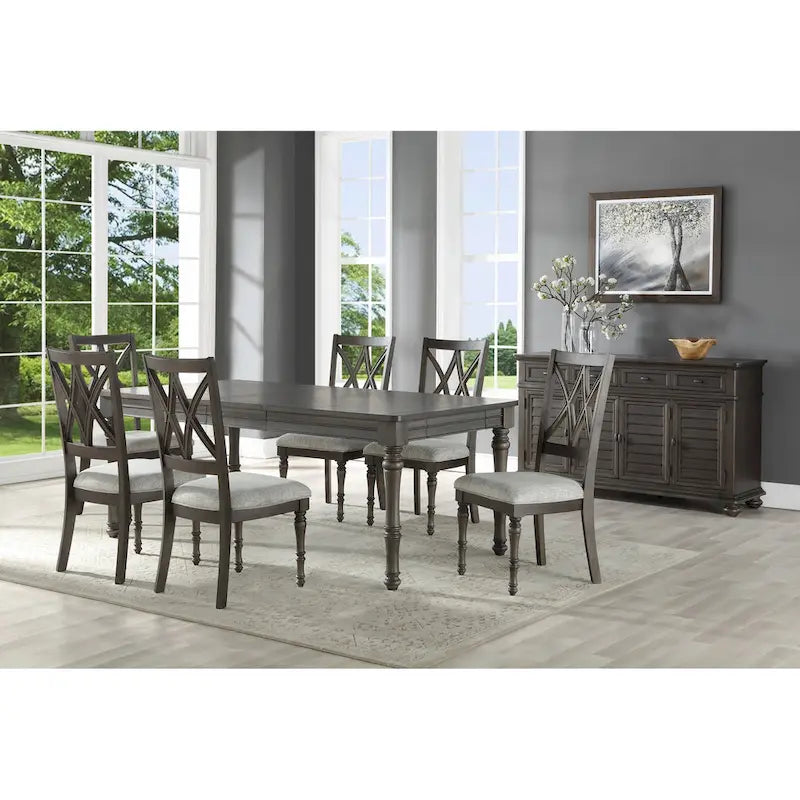 Table à manger en bois Lockwood de 80 pouces - Gris