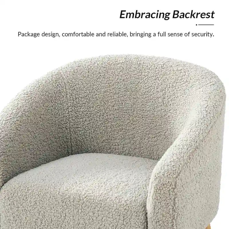 Fauteuil moderne en bouclette avec pieds en bois massif, lot de 2