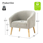 Fauteuil moderne en bouclette avec pieds en bois massif, lot de 2