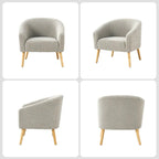 Fauteuil moderne en bouclette avec pieds en bois massif, lot de 2