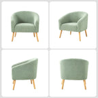 Fauteuil moderne en bouclette avec pieds en bois massif, lot de 2