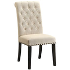 Chaises de salle à manger capitonnées à dossier roulé avec clous décoratifs, lot de 2
