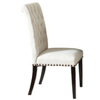 Chaises de salle à manger capitonnées à dossier roulé avec clous décoratifs, lot de 2