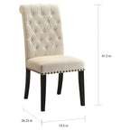 Chaises de salle à manger capitonnées à dossier roulé avec clous décoratifs, lot de 2