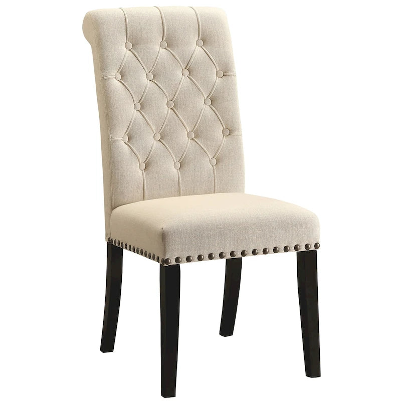 Chaises de salle à manger capitonnées à dossier roulé avec clous décoratifs, lot de 2