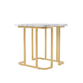 Table d'appoint carrée en faux marbre avec piètement en métal