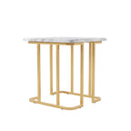 Table d'appoint carrée en faux marbre avec piètement en métal