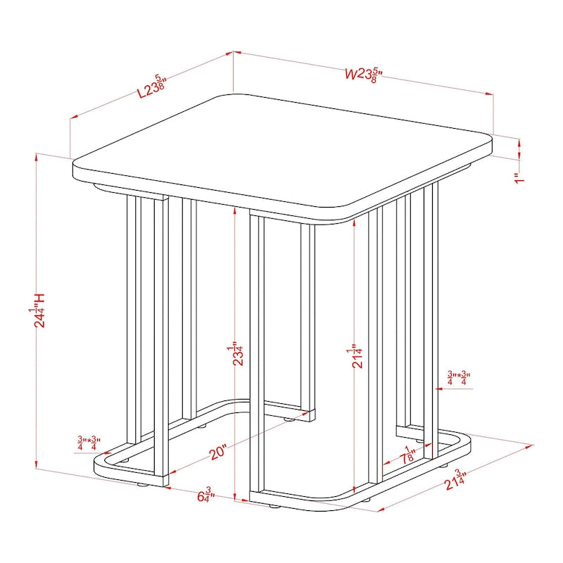 Table d'appoint carrée en faux marbre avec piètement en métal