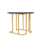 Table d'appoint carrée en faux marbre avec piètement en métal