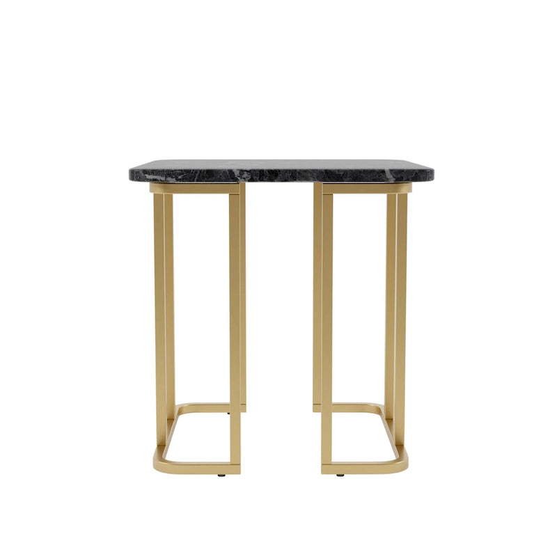 Table d'appoint carrée en faux marbre avec piètement en métal