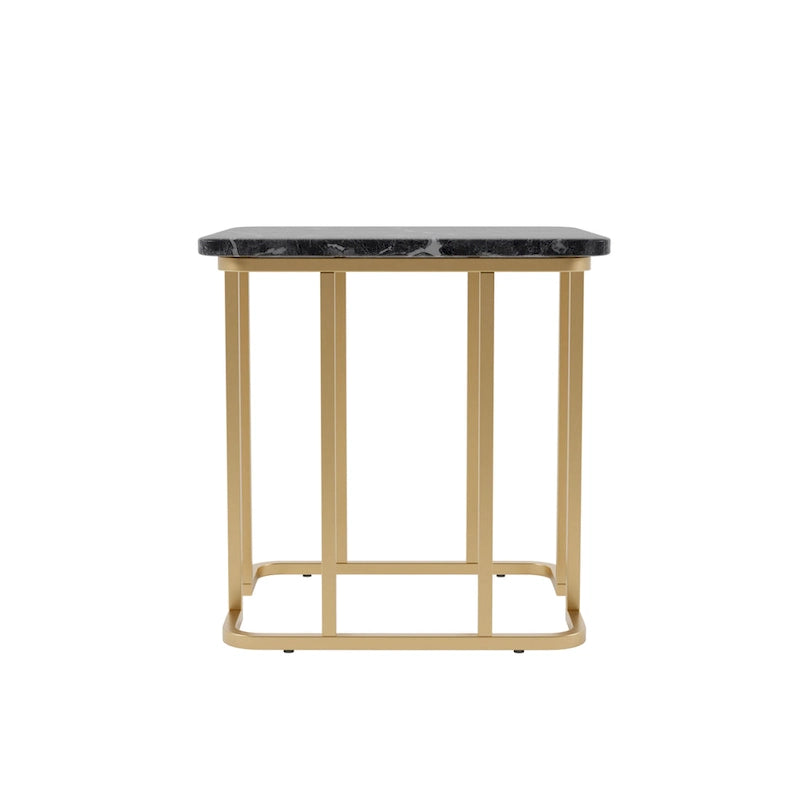 Table d'appoint carrée en faux marbre avec piètement en métal