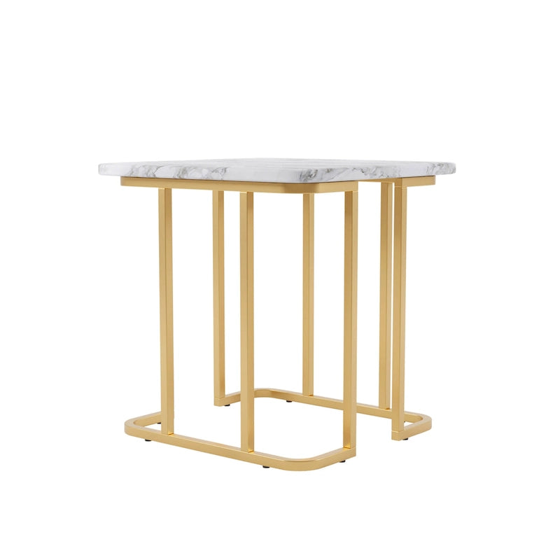 Table d'appoint carrée en faux marbre avec piètement en métal