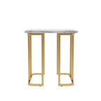 Table d'appoint carrée en faux marbre avec piètement en métal