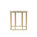 Table d'appoint carrée en faux marbre avec piètement en métal