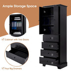 Meuble de rangement avec 2 portes et 4 tiroirs, étagère réglable