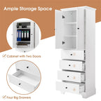 Meuble de rangement avec 2 portes et 4 tiroirs, étagère réglable