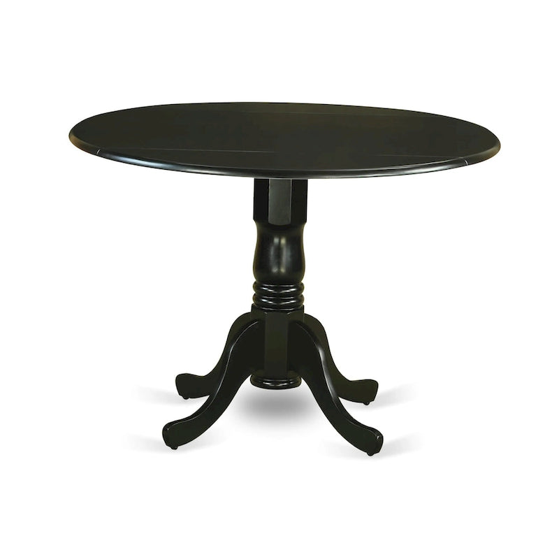 Ensemble de salle à manger rond 5 pièces avec rallonge rabattable et 4 chaises (finitions au choix)